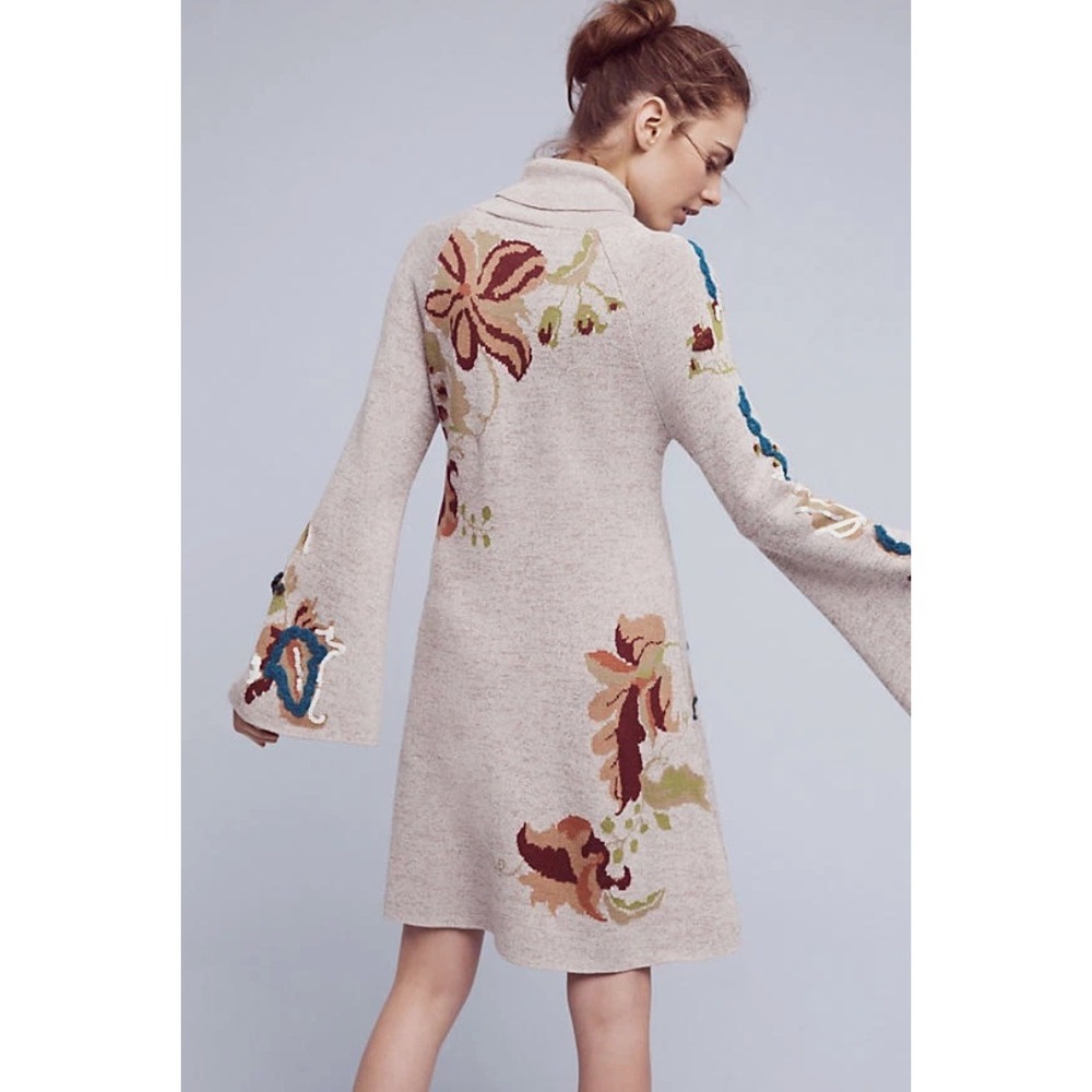 Anthropologie Knitted & Knotted Embroidered Petals Swing Dress Size‎ Small - Picture 3 of 15